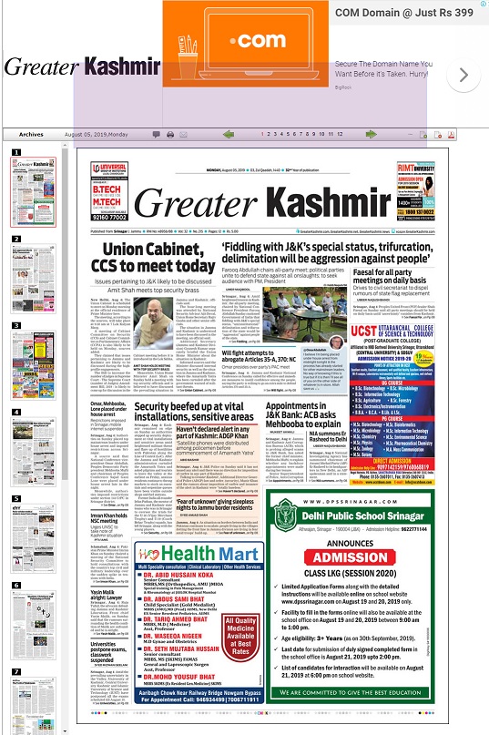 Kashmir EPapers - Read Kashmiri Online Newspapers - Gyawun