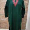 Dark Green Pure Raffal Pheran in Sozni Hand Embroidery