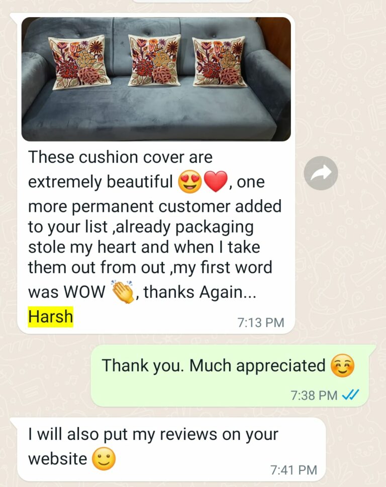 18*18 Wular Hand Embroidered Kashmiri Crewel Cushion Covers (Multiple Colors & Designs) - Image 16