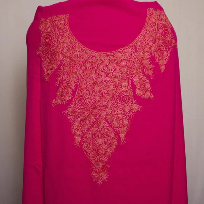 Pink Front Back Hand Aari 2Pc Cotton Suit - Image 3