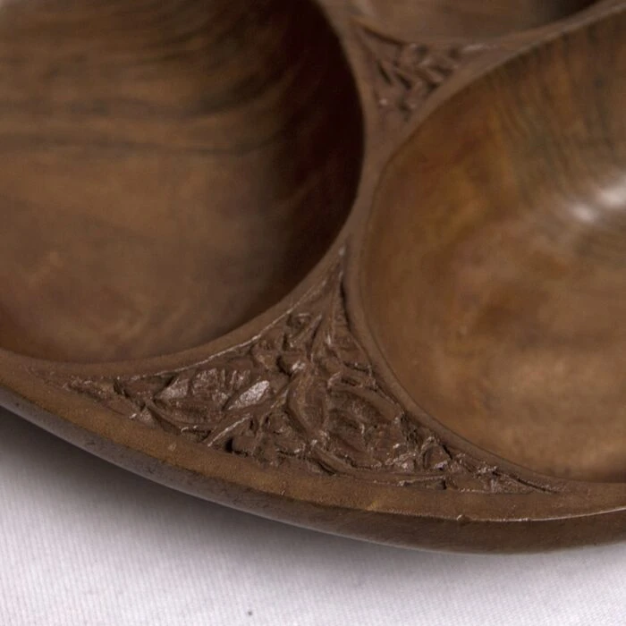 Kashmiri Walnut Wood Dry Fruit Bowl - Image 3