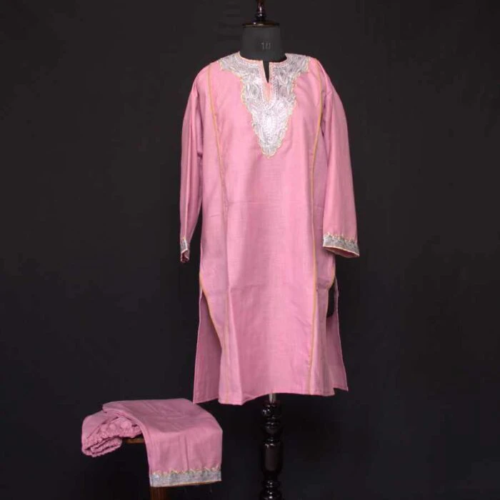 Pink Silver Ruby Cotton Tilla Kurta with Pant