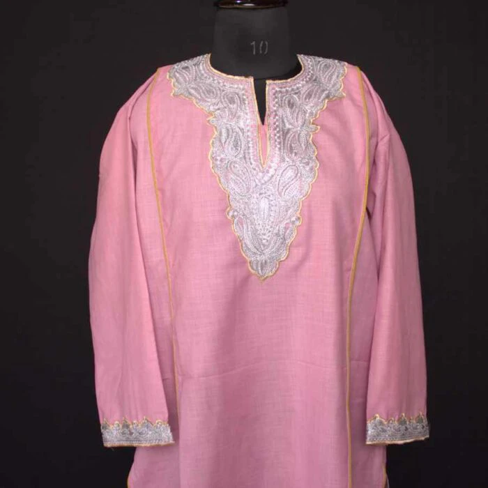 Pink Silver Ruby Cotton Tilla Kurta with Pant - Image 2