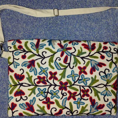 Laptop flip bag with crewel embroidery kashmir 1