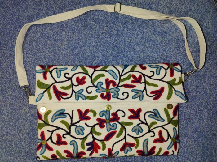 Kashmiri Crewel Handwork Flip Laptop Bag - Image 2