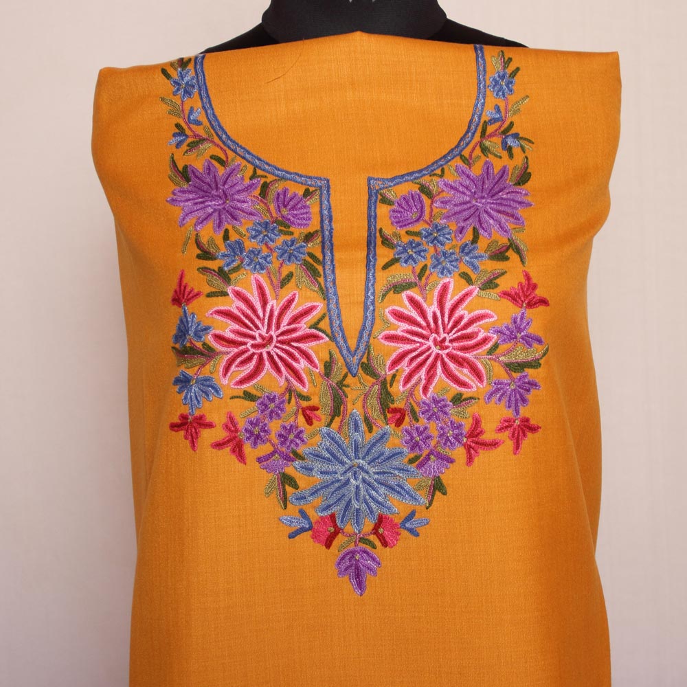 Mustard Shahi Ruby Cotton 2pc Suit with Aari Hand Work - Gyawun