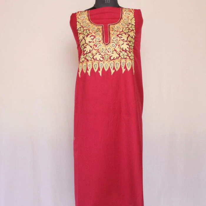 Maroon Ruby Cotton 2pc Suit with Aari Work