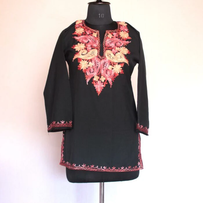 Black Badami Summer Cool Short Aari Kurti