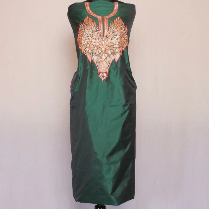 Dark Green Silk Tilla Work 3Pc Suit