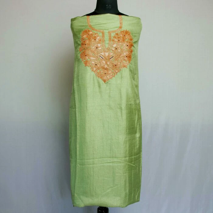 Green Silk 3pc Suit with Tilla Embroidery - Image 3