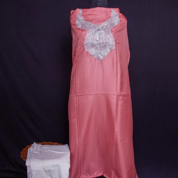 pink silk tilla 3pc suit material