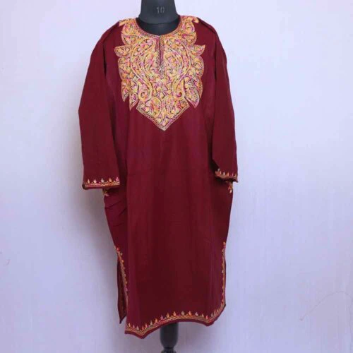 dark maroon winter phiran pheran 1