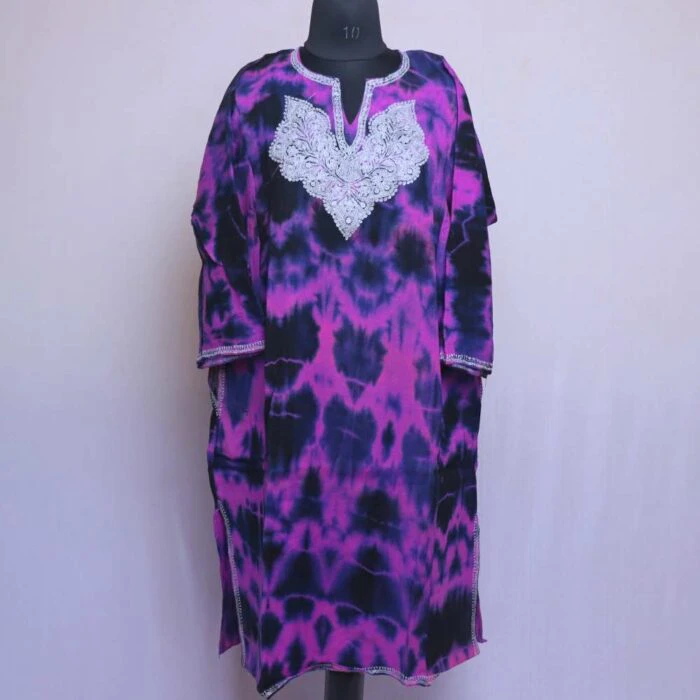 Purple Black Tie-Dye Raffal Tilla Pheran - Image 2