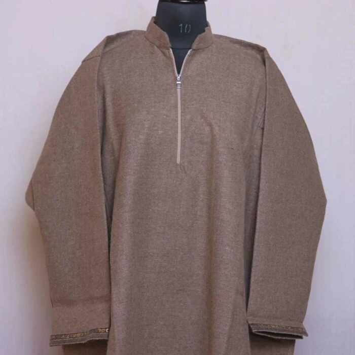 Light Brown traditional Men Kashmiri Pheran L48.5 - Image 3