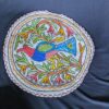 Blue and Red Bird Round Kashmiri Namda