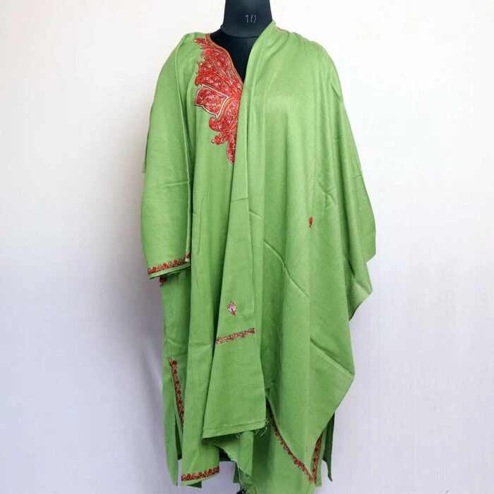 Sabz Handwork Sozni Raffal Pheran with Stole - Image 4