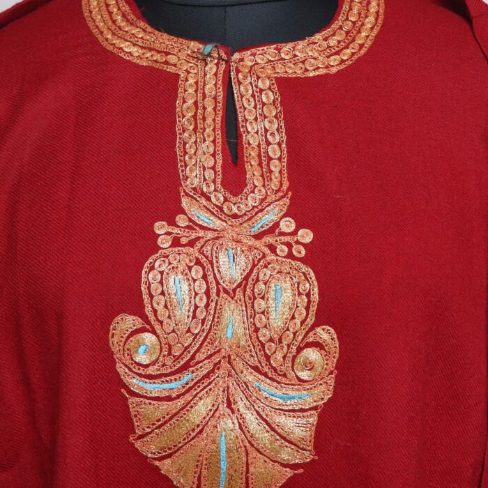 Maroon Shahi Raffal Pheran With Border Tilla - Image 3