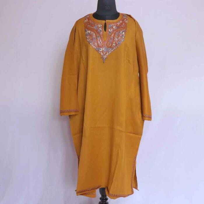 Mustard Hand Sozni Raffal Pheran C58