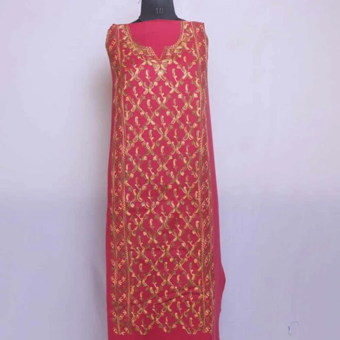 Kashmiri Woolen Pink Badaam Jaal Cashmilon 2PC Unstitched Salwar Suit