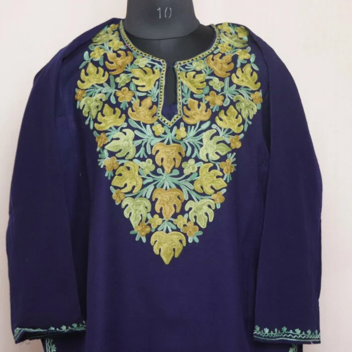 Blue Aab Chinar baagh Traditional Kashmiri Pheran dress