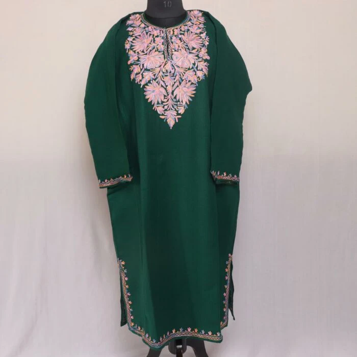 Sabz Cashmilon Kashmiri Pheran with Aari Embroidery - Image 2