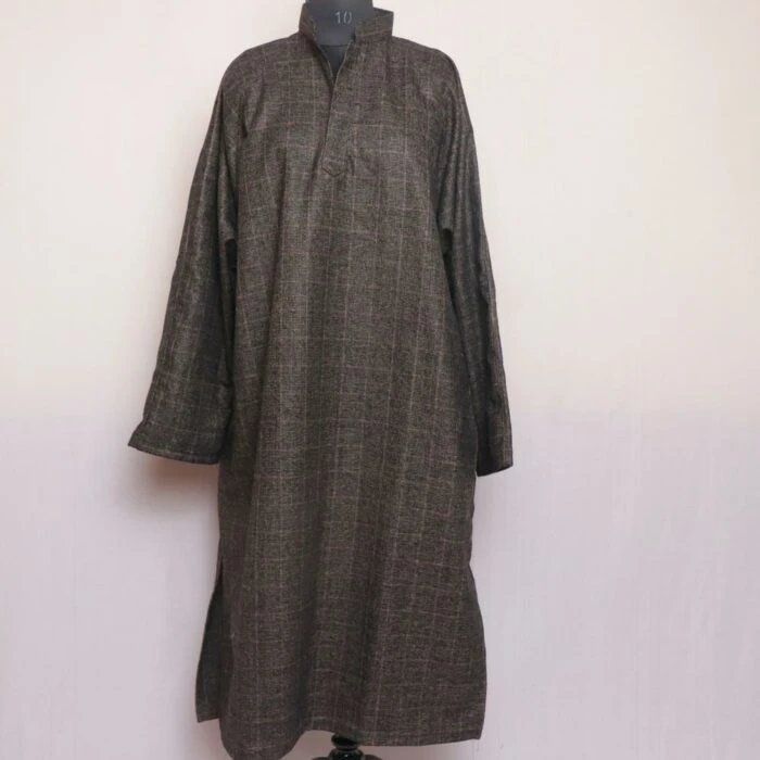 Brown Black Check Men Kashmiri Pheran L46