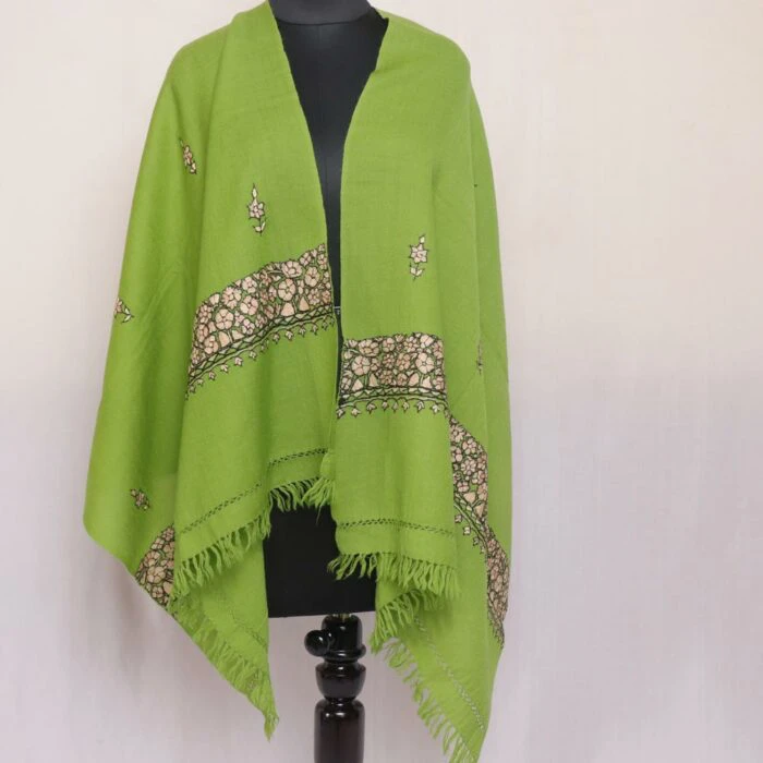 Green Paper Mache Sozni Handwork Stole