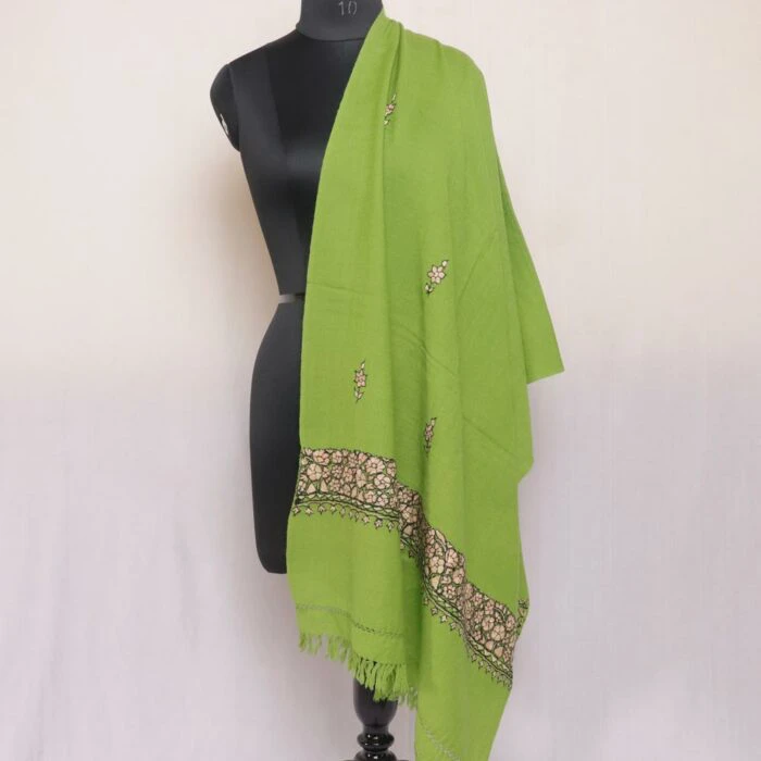 Green Paper Mache Sozni Handwork Stole - Image 2