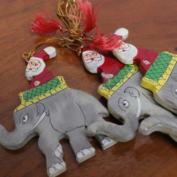 Christmas Hanging Santa Elephant Set of 3, Christmas Ornaments Decor - Image 2