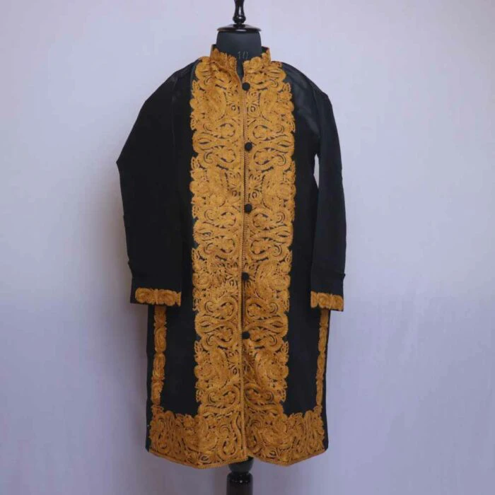 Black Mehr Aari Silk Kashmiri Jacket