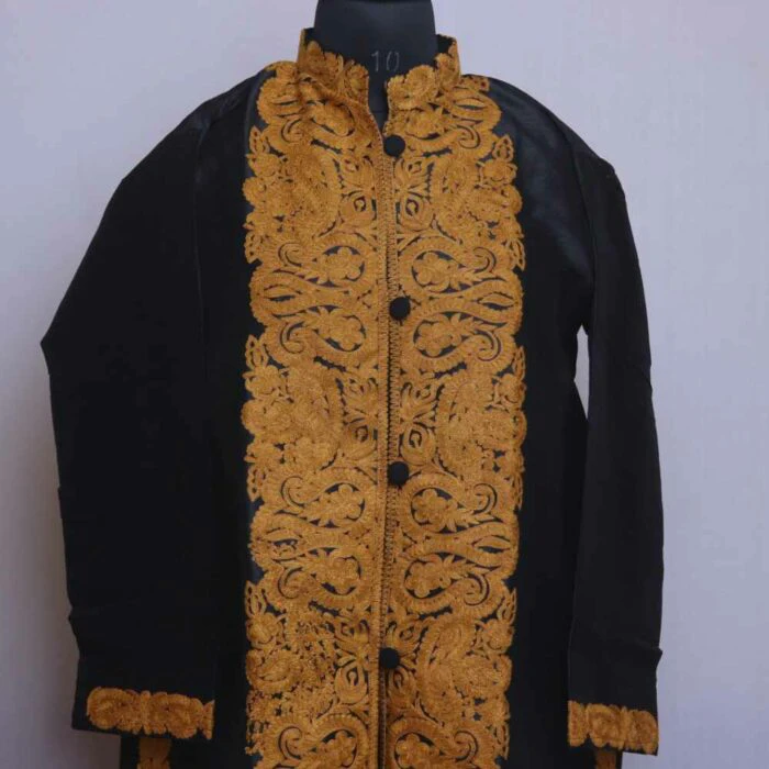 Black Mehr Aari Silk Kashmiri Jacket - Image 2