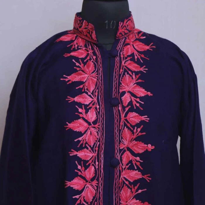 Pure Woolen Jacket With Kashmir Aari Work - Gyawun