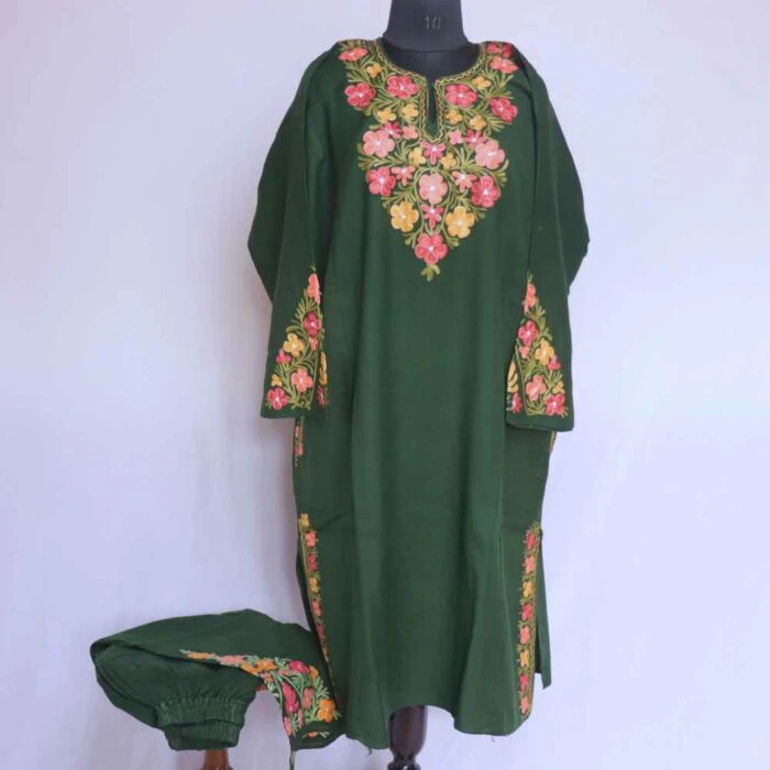 Green Raffal Balgarden Kashmiri Phiran Co-ord Set