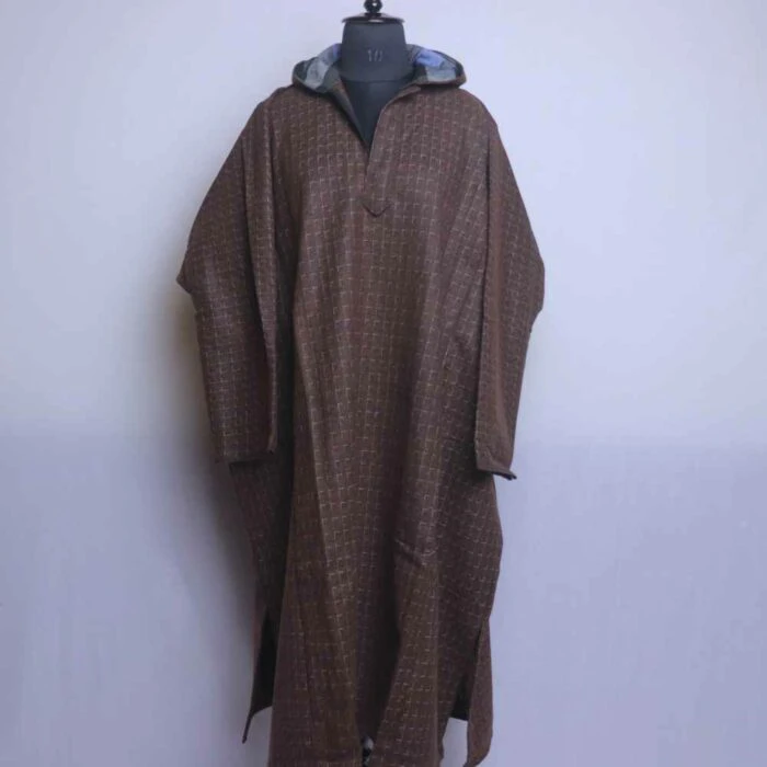 Brown Zoravar Kashmiri Men Pheran with cap L47.5