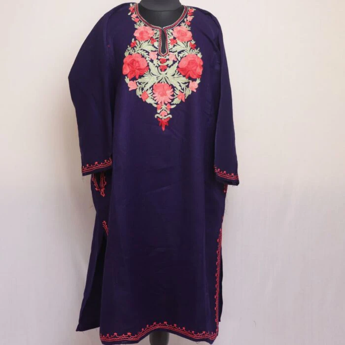 Dark Blue Posh Bahar Cashmilon Winter Aari Pheran