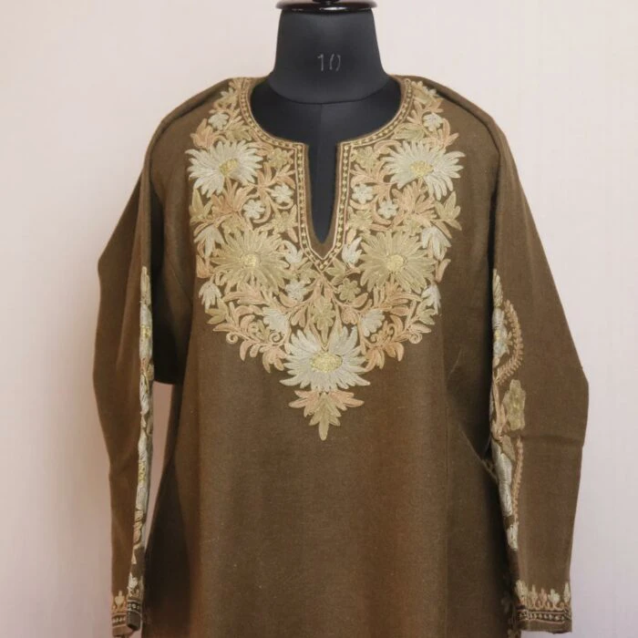 Luxury Tweed Aari Zari Kashmiri Pheran - Image 2