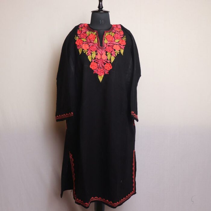 Benazir Black Habba Pheran With Aari Work