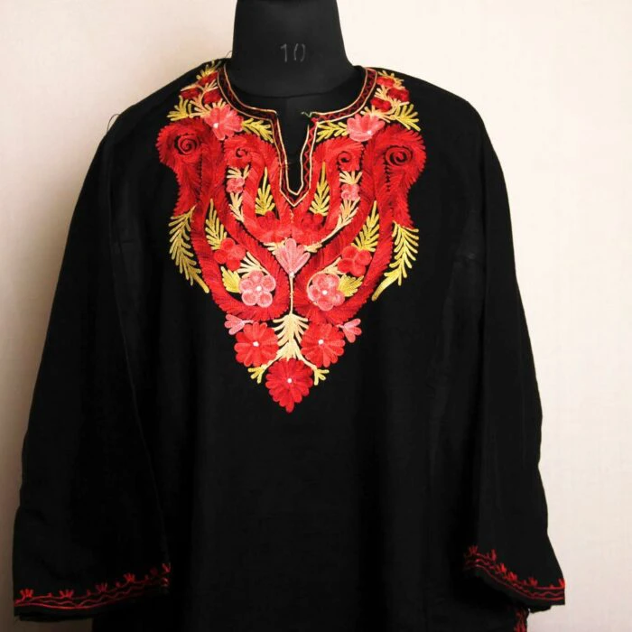 Black Nazneen Kashmiri Pheran With Aari Embroidery - Image 2