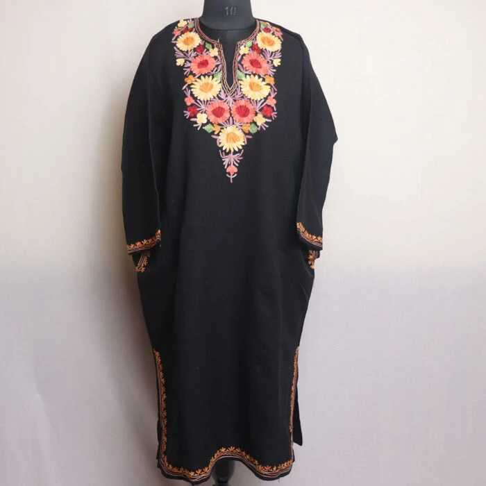 Black Shahi Kashmiri Pheran With Aari Work