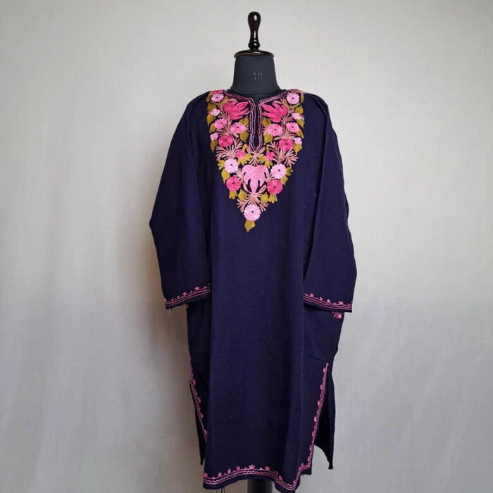 Shaheen Dark Blue Chinari Kashmiri Pheran - Image 2