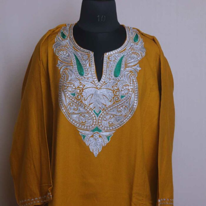 Gousia Mustard Zari Pheran - Image 2