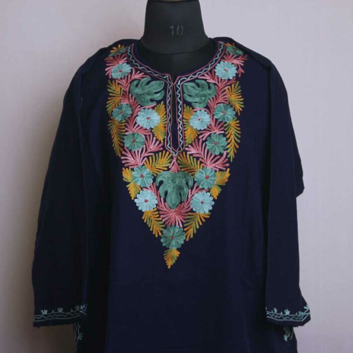 Blue Izband Chinarbaagh Kashmiri Pheran With Aari Embroidery - Gyawun