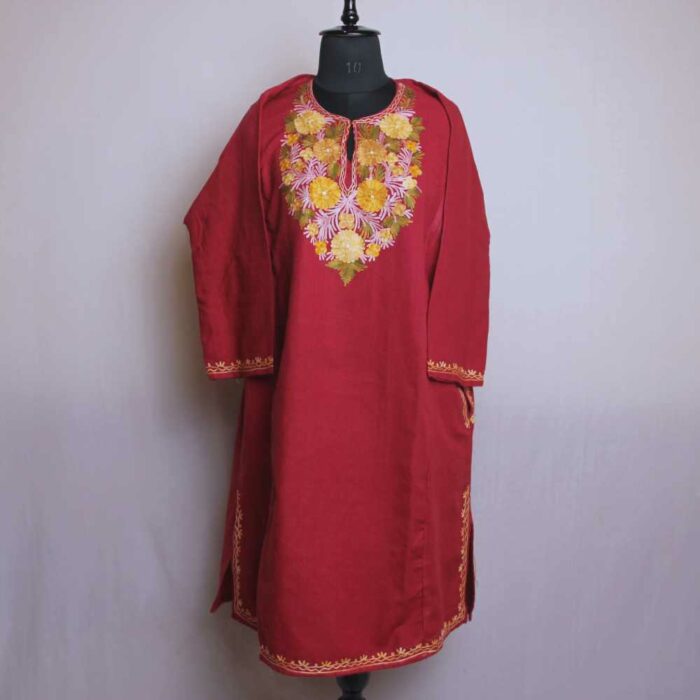 Pink Izband Poshbaagh Kashmiri Pheran With Aari Embroidery