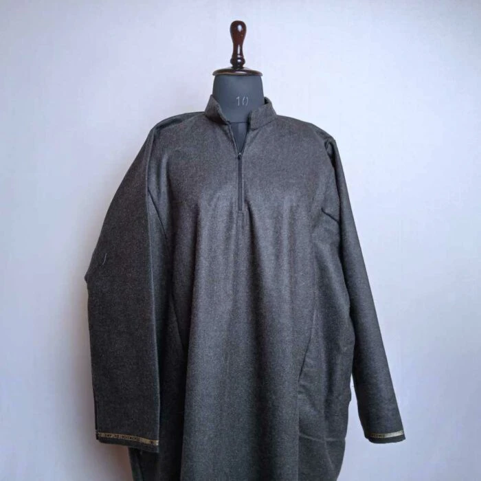 Charcoal Black Aqeel Traditional Mens Kashmiri Pheran (L48) - Image 2