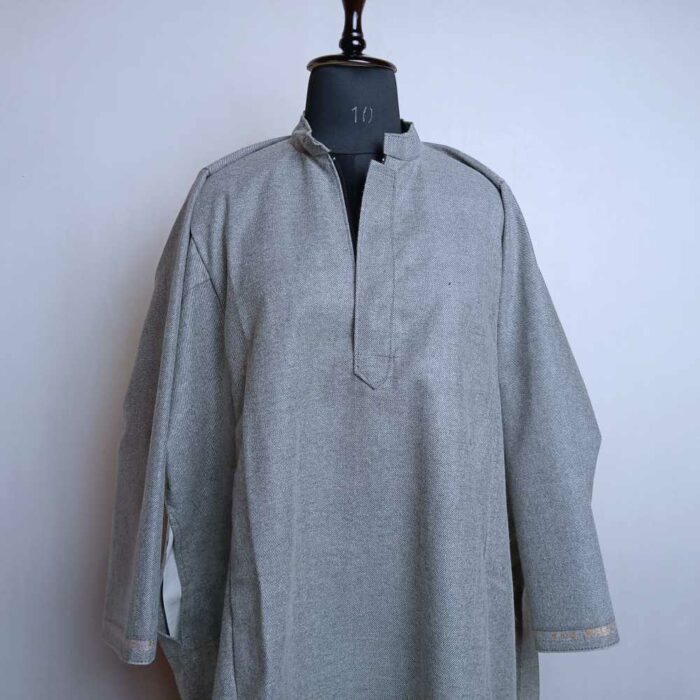 Grey Beigh Traditional Mens Kashmiri Pheran L44 - Image 2