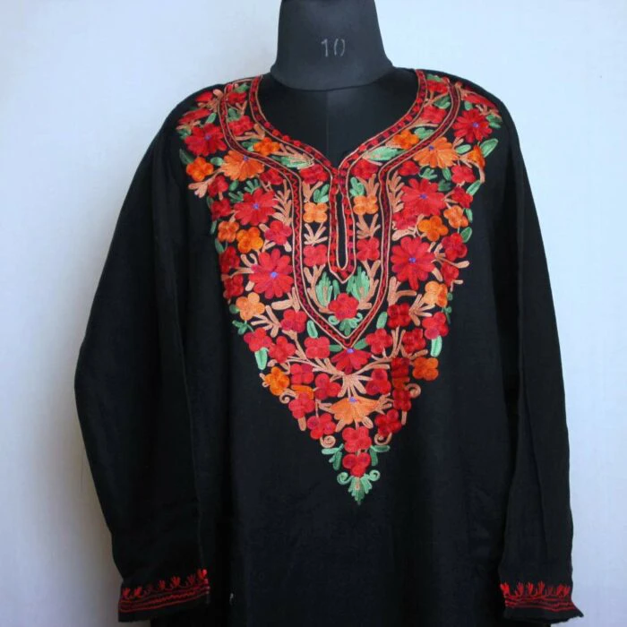 Kashmiri Phiran Dress- Daneen Black range-mahal With Aari Embroidery - Image 2