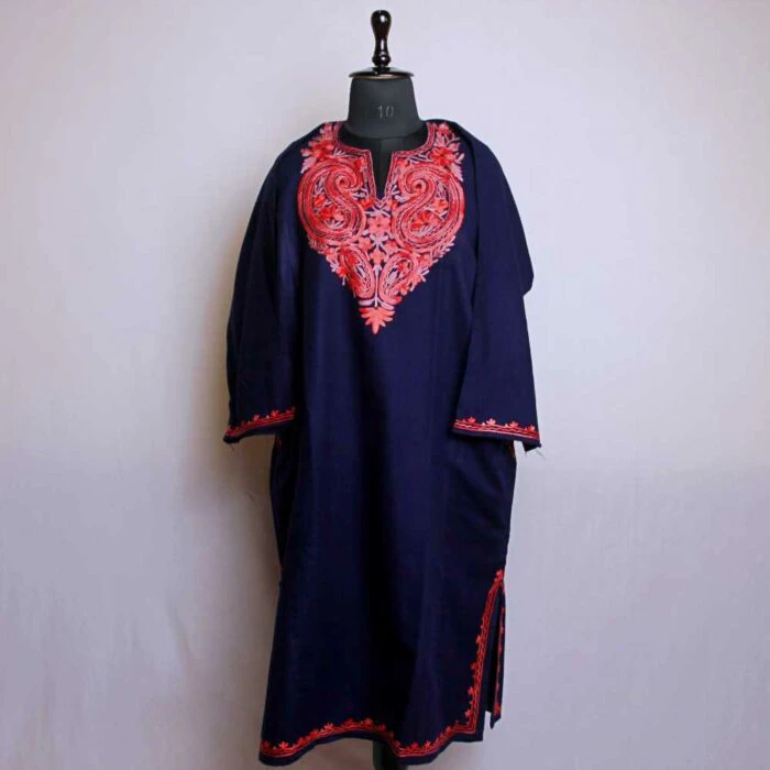 Kashmiri Phiran - Blue Mannat Badami With Aari Embroidery