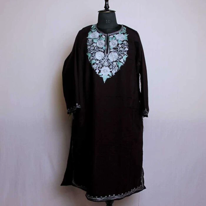 Kashmiri Phiran - Mannat Wine Color With Aari Embroidery