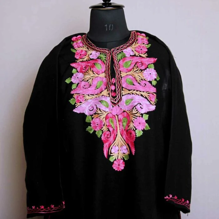 Kashmiri Phiran - Mannat Gulabi Black With Aari Embroidery - Image 2