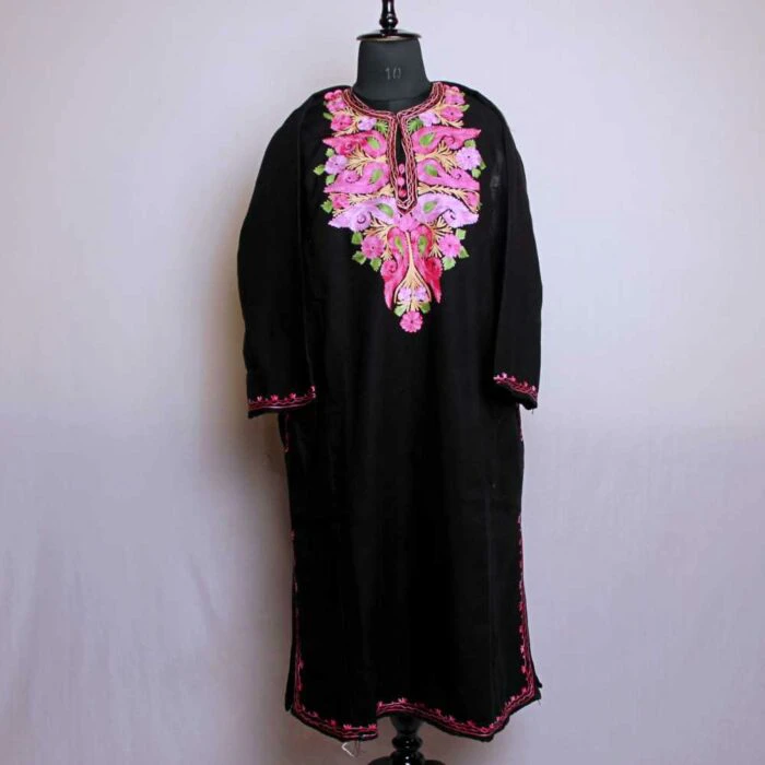 Kashmiri Phiran - Mannat Gulabi Black With Aari Embroidery